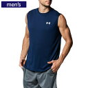 UNDER ARMOUR アンダーアーマー トップス ノースリーブ タンクトップ UAテック スリーブレス シャツ ネイビー/ホワイト メンズ 防臭 速乾 トレーニング 1367452