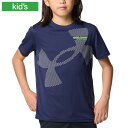 UNDER ARMOUR アンダーアーマー トップス 半袖 UAテック スーパー ビッグロゴ ショートスリーブ Tシャツ ネイビー/ホワイト ジュニア メッシュ 吸汗速乾 6001338