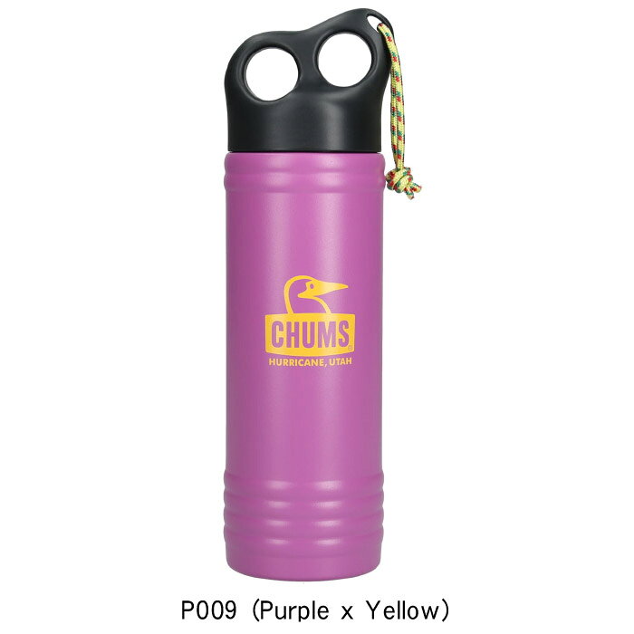 CHUMS チャムス 水筒 タンブラー キャンパーウェーブボトル500ml 日常使い ステンレスボトル アウトドアロープ付 CH62-2128