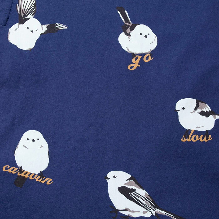 go slow caravan ゴースローキャラバン ワンピース シマエナガ ノーカラーシャツワンピース レディース アウトドア ノーカラー 鳥 702581001002