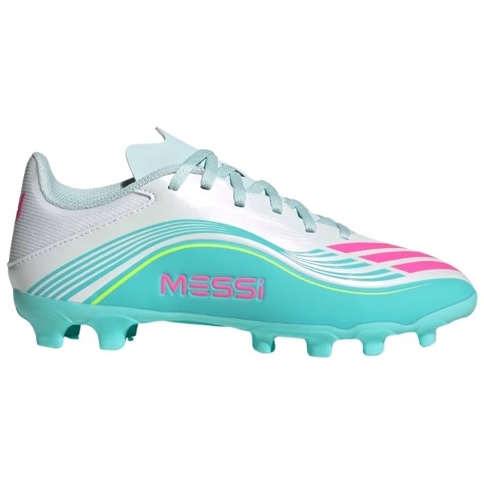 Rakuten - adidas アディダス サッカースパイク F50 MESSI LEAGUE キッズ マルチグラウンド用 クラウドホワイト/ルシッドピンク/フラッシュアクア ジュニア JQ0941