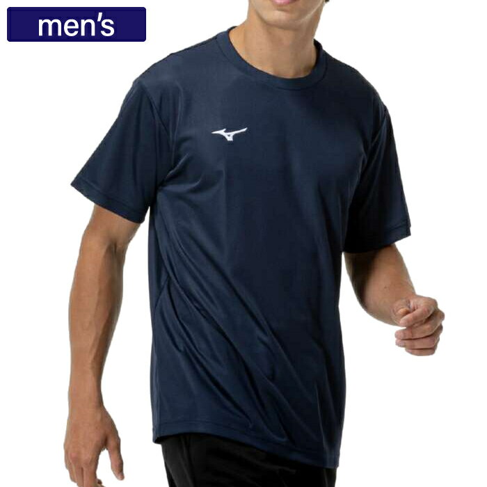 Rakuten - Mizuno ミズノ トップス ナビドライTシャツ(半袖／丸首) メンズ ポリエステル ドレスネイビー×ホワイト 32MAC190