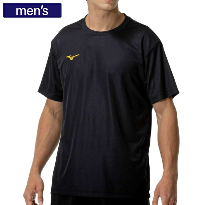 Mizuno ミズノ トップス ナビドライTシャツ(半袖／丸首) メンズ ポリエステル ブラック×ゴールド 32MAC190