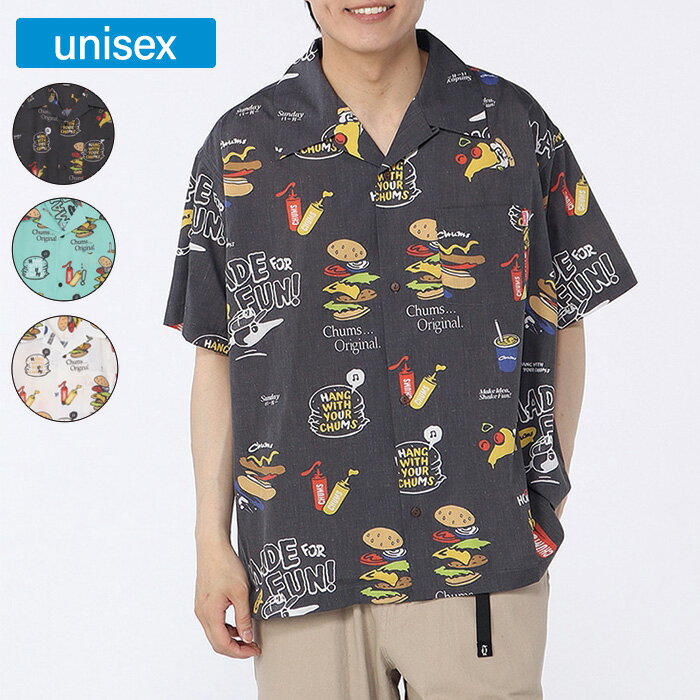 樂天商城 - CHUMS チャムス 半袖シャツ フードパターンショートスリーブシャツ ユニセックス オーバーサイズ CH02-1264