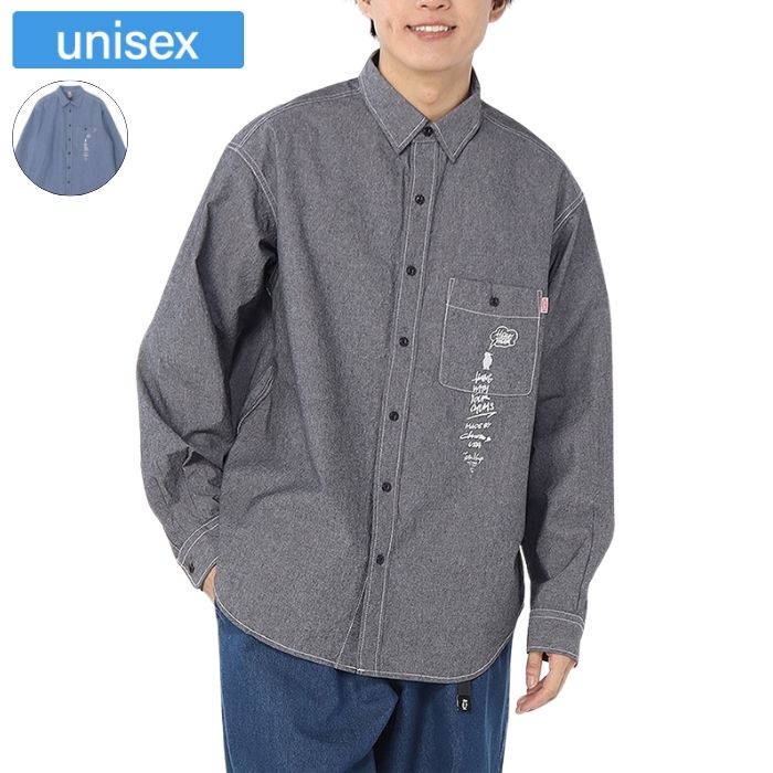 Rakuten - CHUMS チャムス 長袖シャツ 守矢努 シャンブレーロングスリーブシャツ モリヤツトム コラボ ユニセックス ブラウス CH02-1276