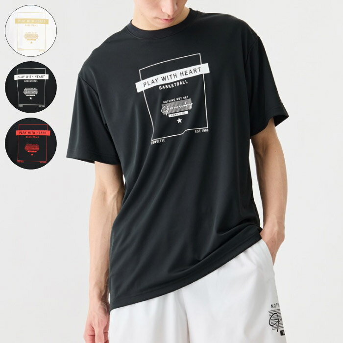 Rakuten - CONVERSE コンバース プリントTシャツ ユニセックス バスケットボール グラフィック 半袖 吸汗速乾 UV スポーツ CB261362