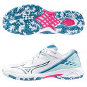 MIZUNO ミズノ ウエーブクロー3 FIT バドミントンシューズ 室内 体育館 ノンマーキングソール 2024年春夏 ホワイト/ブルー/ピンク 71GA24...