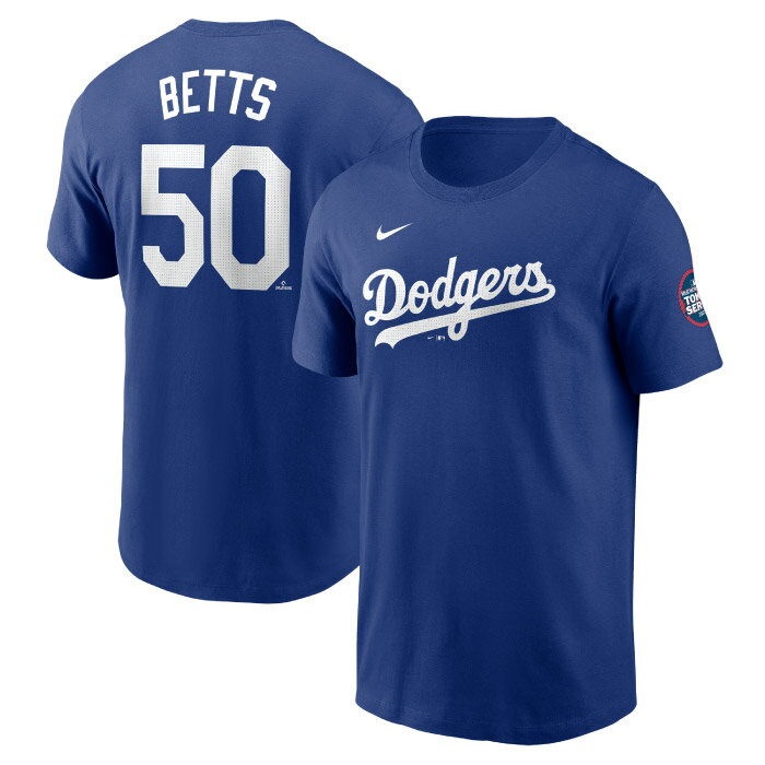 NIKE ナイキ MLB 半袖Tシャツ メンズ ムーキー・ベッツ ロサンゼルス・ドジャース ネーム＆ナンバーティー 袖パッチ付き 青 ブルー 正規品 N199-4EW-LD9-002-P(4)