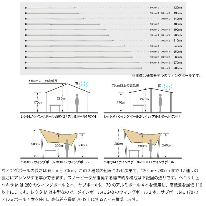 Rampjack Trip店のsnow peak スノーピーク ウイングポール レッド 240cm タープポール アルミニウム合金 キャンプ TP-002RD｜アングル3