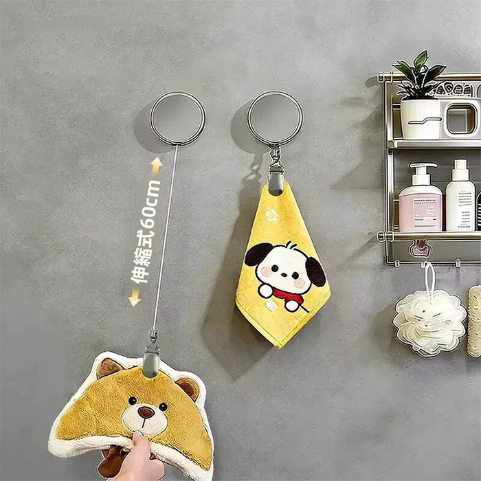 Rakuten - タオル掛け タオル収納 手洗い タオルハンガー タオルクリップ 伸縮リール 紛失防止 リール クリップ 多機能 帽子クリップ ハンカチクリップ 落下防止 吊り下げ収納 送料無料 キッチン 浴室 バスルーム お風呂 洗面所 リール クリップ 多機能 帽子クリップ