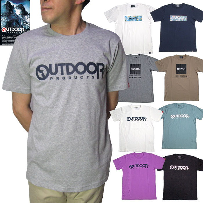 メンズ ファション トップス 天竺 半袖 OUTDOOR アウトドア プリント Tシャツ 人気 スポーツ ブランド オシャレ 紳士(男性) 紳士服 カジュアル M L LL ブラック 黒 ホワイト 白 tシャツ　綿 コットン 父の日 誕生日 メール便対応商品