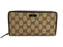 【クーポン★送料無料 】翌日発送【 GUCCI グッチ ラウンドジップ長財布 ベジュ×茶 キャンバス×レザー 】gucci 【中古 USED】即納 セール【コンビニ受取対応商品】クーポン対象