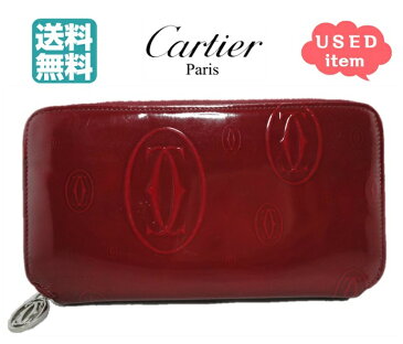 【お買い物マラソン限定★クーポン★さらにP10倍★ 送料無料】即日発送【 カルティエ Cartier ハッピーバースデー ラウンドジップ長財布 ボルドー 】 CARTIER 【中古 USED】即納 送料込 sale セール【コンビニ受取対応商品】【ロッカー受取対応】【クーポン対象】