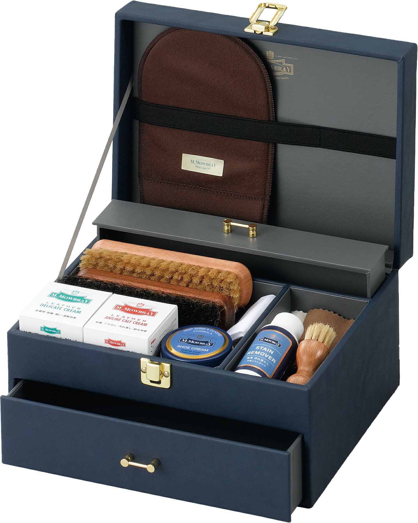 【11/27(木)01:59まで ポイント20倍以上!】靴磨きセット【送料無料】M.モゥブレィ グランブルーセット+(プラス) モウブレイ 木箱入り お祝い 贈...