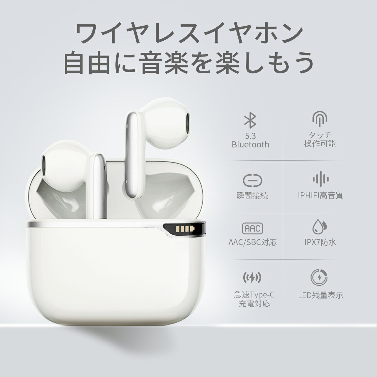 ワイヤレスイヤホン Bluetooth5.3 イヤホン ブルートゥース イヤホン 低遅延 長時間 通話 完全 片耳 日本語音声 HIFI USB TypeC 2024 母の日 ノイズキャンセリング 軽型 軽量 薄型 iPhone/Android適用 randrshop-10000327 R&R楽天市場支店 サンプル画像3