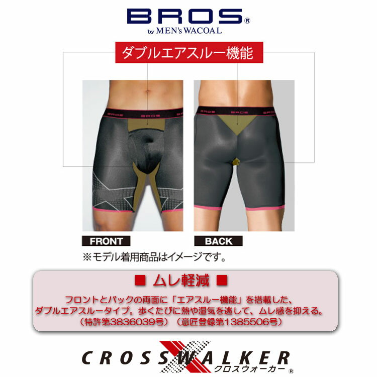 メール便送料無料 Wacoal ワコール BROS GX6006 メンズクロスウォーカー ジャストウエストタイプ (Mサイズ/Lサイズ) ◆2メ-3運◆ 【RCP】{01}[-0-]《送料無料》