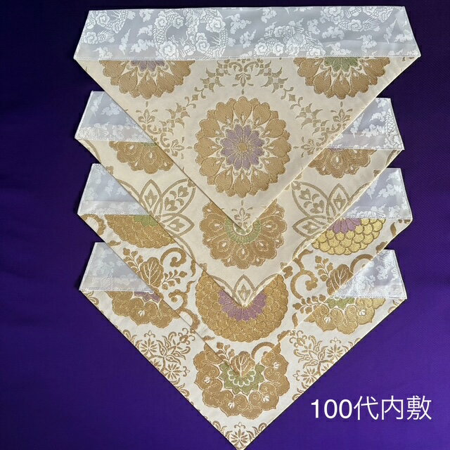 夏用打ち敷き100代 　柄4種類有り （白地）　仏壇の中の須弥壇や前卓などに垂らして飾ります。4種類の..