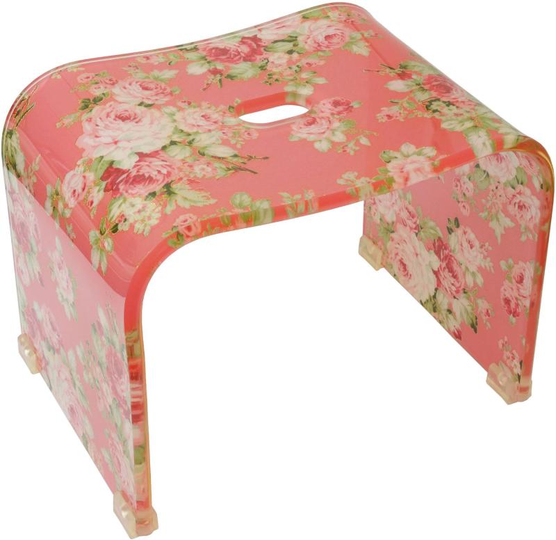 ロイヤルアーデン ロイアルアーデン バス チェア 風呂 椅子 いす アクリル 花柄 薔薇 カプリローズ ピンク 34×24×25.5cm 58664