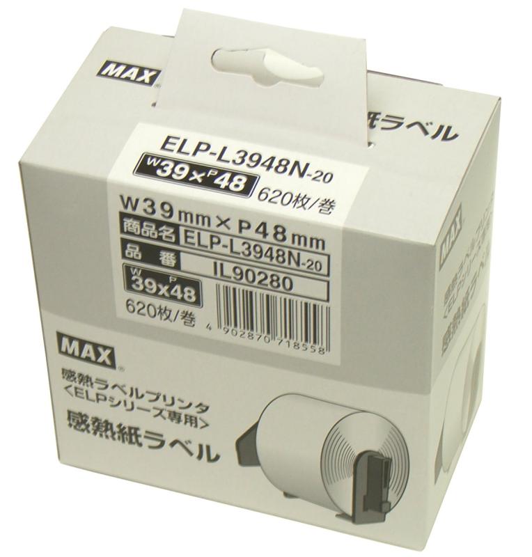 マックス ラベル 上質感熱紙 ダイカットラベル ラベルプリンタ用 ELP-L3948N-20