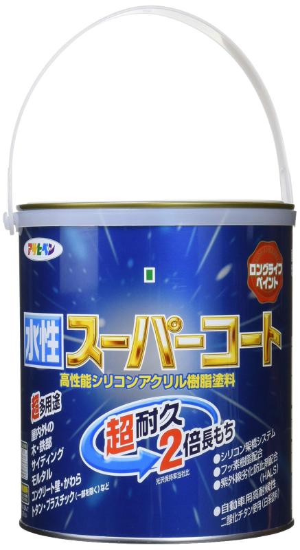 アサヒペン 塗料 ペンキ 水性スーパーコート 0.7L ブラングレー 水性 多用途 ツヤあり 1回塗り 超耐久 ロングライフペイント 特殊フッ素樹脂配合 サビドメ剤配合 紫外線劣化防止剤配合 シッ