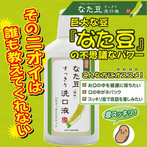 (スーパーSALE限定10％OFF）洗口液 なた豆すっきり洗口液 500ml デンタルケア 口臭 歯周病 予防 歯 マウス チャ葉エキス 柿渋エキス エチケットケア エチケット 虫歯 ヤニ 洗浄 歯垢 国産