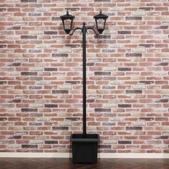 LEDソーラースタンドライト 2灯 プランター付き 38519 インテリア インテリア家具 L E D ガーデン 照明 外灯 屋外 玄関 防犯 送料無料