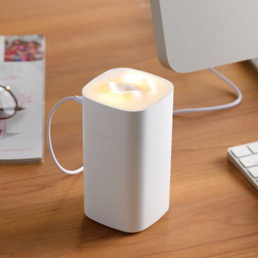 【最終処分】USB専用スクエア加湿器 2371741 加湿器 卓上 オフィス デスク 小型 モード切り替え かわいい おしゃれ シンプル ライト付き 静音 USBケーブル 替え芯 吸水芯 癒し 切り替え可能 記念品 粗品 プレゼント 大量 クリスマス お礼 景品 ギフト