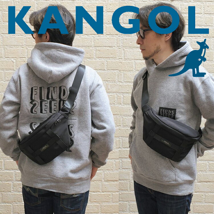 KANGOL オールブラック ボディバッグ メンズ ウエストバッグ ショルダーバッグ ミニショルダーバッグ ..