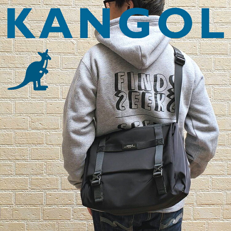 樂天商城 - KANGOL カンゴール BLACK SERIES 5ポケット ショルダーバッグ メンズ レディース 大容量 軽量 撥水 マット素材 黒 ブラック 通勤 通学 旅行 アウトドア カジュアル ストリートファッション 斜めがけ 多機能 高級感 シンプルデザイン ブランドバッグ 男女兼用 ブランド