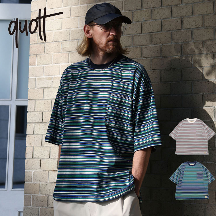 クオルト ボーダー Tシャツ メンズ 半袖Tシャツ QUOLT クルーネック マルチボーダー 半袖 Tシャツ 綿100% ショートスリーブ Tee ユニセックス [HOURS-BORDER CUTSEW] アウトドア キャンプ 通勤 通学 旅行 フェス プレゼント rankutsudou-10009284 RANKUTSUDOU 乱掘堂 サンプル画像2