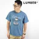 Tシャツ メンズ レディース ランバー アメカジ プリント 半袖Tシャツ LUMBER カットソー クルーネック Tシャツ ショートリーブ 半袖 綿 コットン 男女兼用 ユニセックス トップス アウトドア キャンプ フェス カリフォルニア ピーナッツ バター ホワイト ブルー