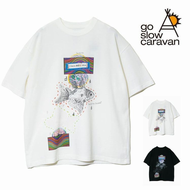 ゴースローキャラバン メンズ 半袖 Tシャツ 金魚 プリント メンズ go slow caravan オリジナル ヘビー天竺 生地 8.2oz BIG TEE カットソー クルーネック tシャツ 半袖Tシャツ RAY綿JERSEY ユニセックス 男女兼用 トップス アウトドア キャンプ フェス