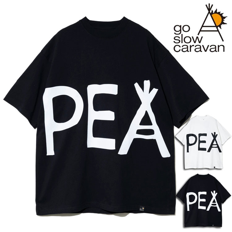 樂天商城 - ゴースローキャラバン BIG Tシャツ オーバーサイズ ビッグシルエット PEACE プリント 半袖 カットソー XL サイズ5 ゆったり メンズ レディース ユニセックス USA/C クルーネック 半袖Tシャツ デイリーウェア 外遊び アウトドア キャンプ フェス
