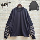 クオルト DAW-KNIT CUTSEW メンズ 長袖Tシャツ QUOLT カットソー クルーネック 裏地フリース 機能素材 ニット袖 フロントポケット ドロー...