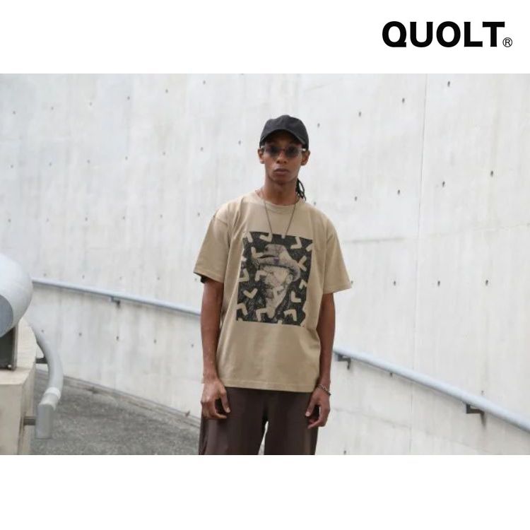 QUOLT Y TVc vg Tee NIg Jbg\[ N[lbN  TVc 100% V[gX[u Tee jZbNX AEghA Lv tFX v[g GOGH TEE SAND-BEIGE x[W ʋ ʊw s tFX v[g