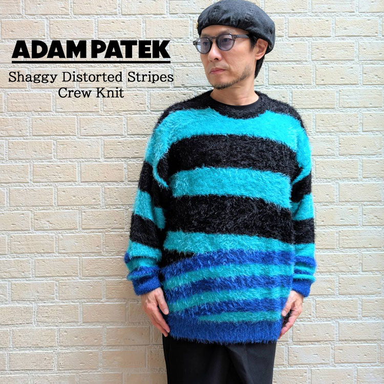 ADAMPATEK アダムパテック shaggy distorted stripes crew knit 毛足の長いシャギー糸 オーバーサイズ ボーダーニット ...