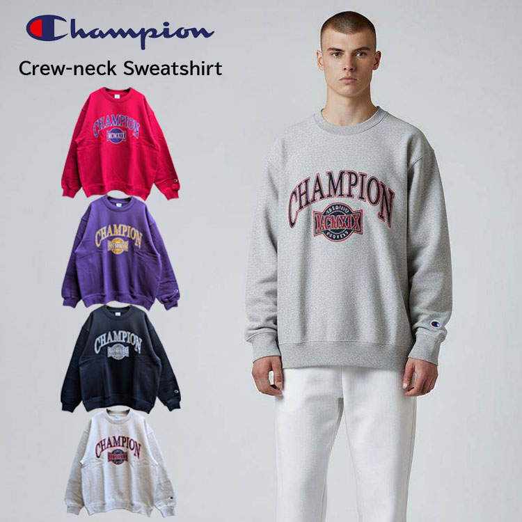 樂天商城 - 【30％OFF】Champion （チャンピオン） クルーネック スウェットシャツ アクションスタイル ミディアムウェイト 裏起毛仕様 ルーズフィット アメリカ綿 リサイクルポリエステル フロッキープリント ラバープリント 男女兼用 ユニセックス アウトドア キャンプ フェス 秋 冬