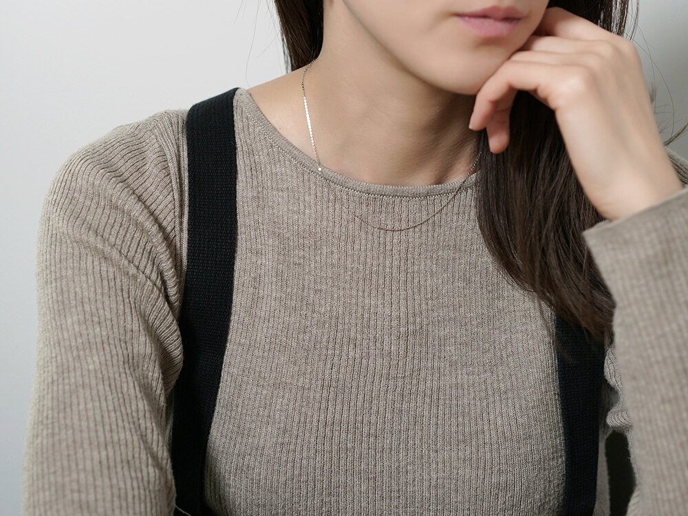 K18 バイカラー ピアットカットアズキ ネックレスチェーン 0.9mm レディース 女性用 コンビ ツートーン 小豆チェーン アズキチェーン 18K 18金 40cm 45cm 50cm プレゼント ギフト 金属アレルギー対応 RAPA ラパ 送料無料