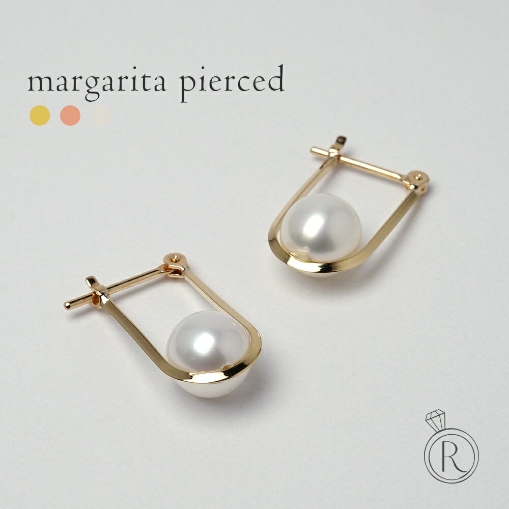 RAPA ピアス K18 マルガリータ パール ピアス レディース 女性用 フープピアス ゴールド 18K 18金 カラーストーン 真珠ピアス パールピアス 6mm 冠婚葬祭 結婚式 パーティ 金属アレルギー対応 RAPA ラパ プレゼント ギフト 送料無料