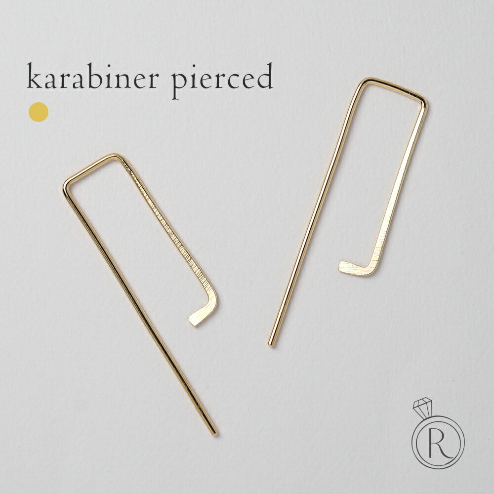 K18 カラビナ ピアス レディース 18金 18K フックピアス 四角 金線 金属アレルギー対応 アメリカンピアス 女性用 K18イエローゴールド RAPA ...