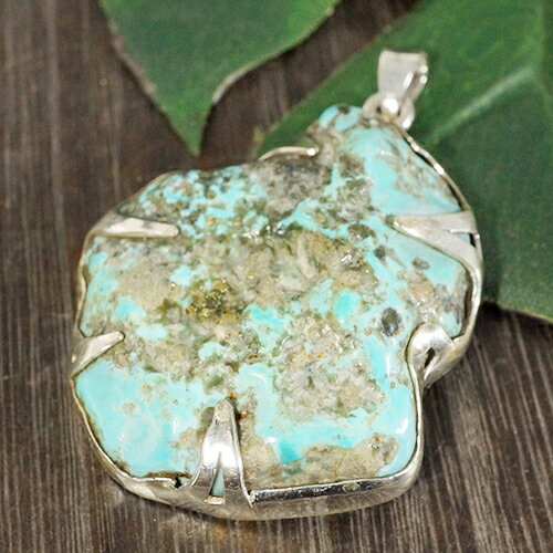 【一点物】ナバホ族 アリゾナターコイズ（キングマン） シルバー ペンダントトップ 重さ:27．2g ネイティブアメリカン アリゾナ インディアン【送料無料】