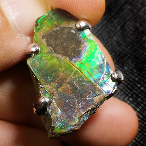 【一点物】アンモライト ラフカット スターリングシルバー ペンダントトップ【送料無料】