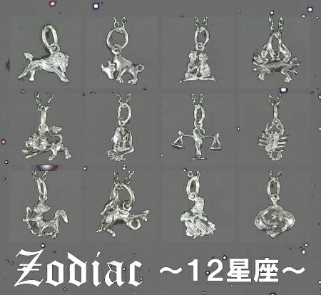 12星座 スターリングシルバー チャーム ペンダント 黄道十二星座 12宮 サイン Zodiac パーツ 卸価格【メール便対応可】