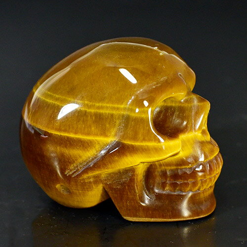 【一点物】ヒューマン スカル（骸骨） 高品質タイガーアイ（虎目石） 彫刻（カービング） 重さ：89g AAAグレード 天然石 パワーストーン￢