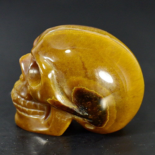 【一点物】ヒューマン スカル（骸骨） 高品質タイガーアイ（虎目石） 彫刻（カービング） 重さ：91g AAAグレード 天然石 パワーストーン￢