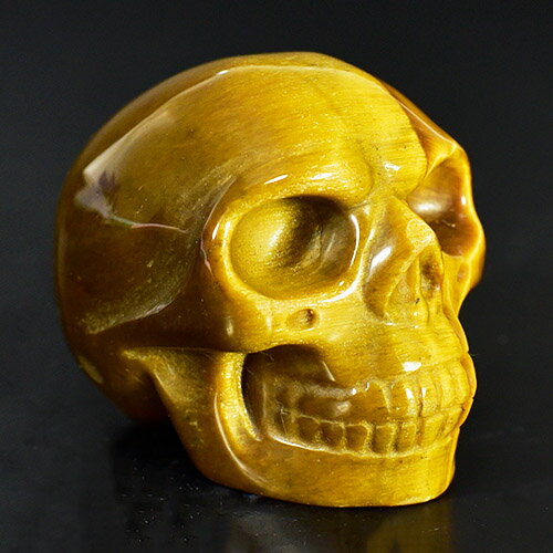 【一点物】ヒューマン スカル（骸骨） 高品質タイガーアイ（虎目石） 彫刻（カービング） 重さ：78g AAAグレード 天然石 パワーストーン￢