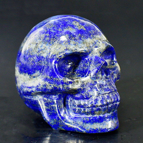 【一点物】ヒューマン スカル（骸骨） 天然ラピスラズリ 彫刻（カービング） 108g 天然石 パワーストーン￢