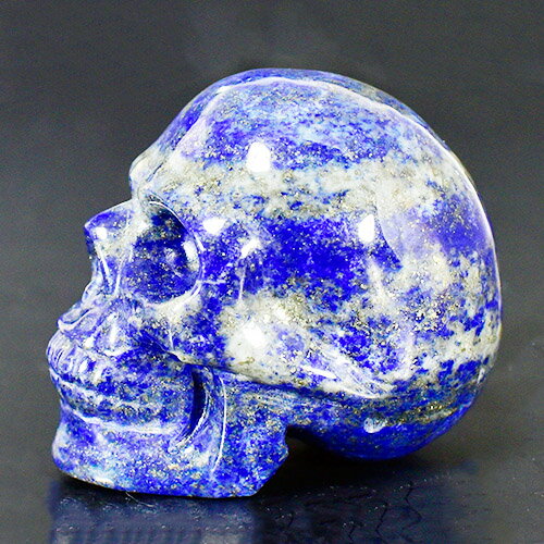 【一点物】ヒューマン スカル（骸骨） 天然ラピスラズリ 彫刻（カービング） 108g 天然石 パワーストーン￢