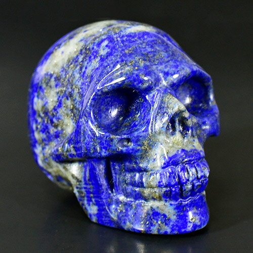 【一点物】ヒューマン スカル（骸骨） 天然ラピスラズリ 彫刻（カービング） 109g 天然石 パワーストーン￢