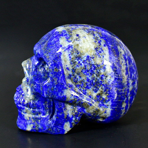 【一点物】ヒューマン スカル（骸骨） 天然ラピスラズリ 彫刻（カービング） 109g 天然石 パワーストーン￢